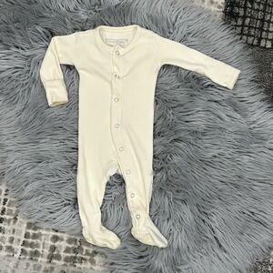 L'ovedbaby Unisex Cream Organic Cotton Snap Footie‎ Size 0-3 Months